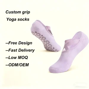 Custom Logo Anti Slip Cotton Yoga Socks Performance Grip Pilates Socks for Women