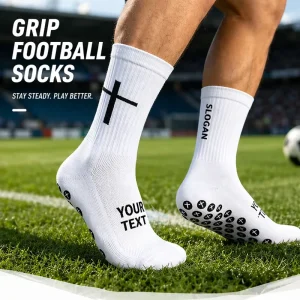 Custom Logo Anti Slip Cross Soccer Grip Socks Mens Custom Football Socks Athletic Cross Football Grip Socks