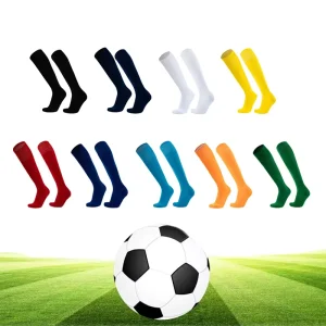 Custom Logo Anti Slip Knee High Football Basketball Sports Grip Socks Solid Color Thickened Bottom Knitted Crew socks