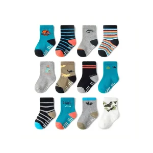 Custom Logo Anti Slip Newborn Baby Socks 0-3 Months 6-12 Months Cotton Baby Grip Socks for Boy Girl