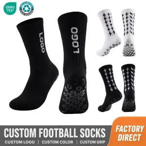 Custom Logo Anti Slip Soccer Socks Professional Silicone Grip Football Socks Non Slip Athletic Sports Socks for Men Team