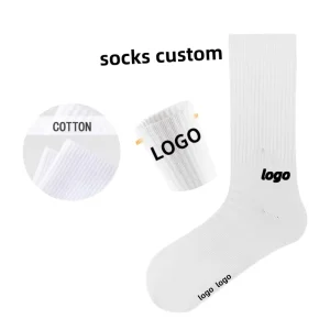 Custom Logo Anti Slip Youth Men Sweat absorbent and Breathable Knitted Cotton Crew Sport Socks
