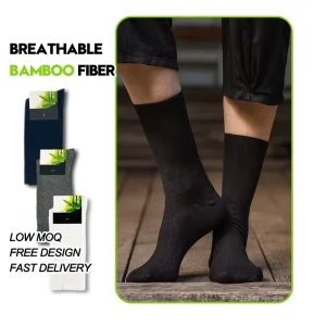 Custom Logo Anti-bacterial Men’s & Unisex Bamboo Fiber Socks Business Breathable Autumn Dress Work Socks
