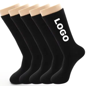Custom Logo Anti slip Crew Business Solid Color Black White Grey Athletic Running Sports Socks
