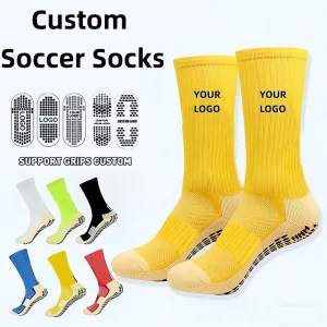 Custom Logo Anti slip Grip Football Socks Mesh Design Knitted Quick Dry Soccer Socks