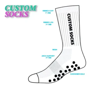 Custom Logo Athletic Breathable Soccer Sock Non Slip Mid Calf Football Grippy Tube Anti Slip Designer Mid Calf Football Sock Men