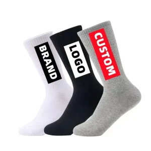 Custom Logo Athletic Men’s Long Tube White Sports Crew Socks Anti Slip Knitted Funny Street Socks Letter Individual Custom