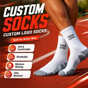Custom Logo Athletic Socks Men Mid Calf Cotton Sock Custom Terry Bottom Socks for Basketball Running Gym
