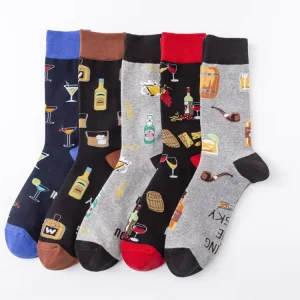 Custom Logo Attractive Price New Love Heart Puzzle Monogram Anchor Unisex Socks Cartoon Colorful Cute Men’s Socks