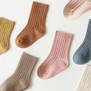 Custom Logo Baby Socks Kids Socks Soft Breathable Cotton Ribbed Children Socks