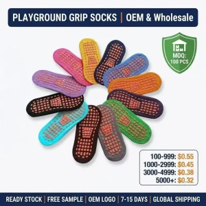 Custom Logo Breathable Cotton Yoga Jump Run Football Trampoline Playground Indoor Kids Adults Durable Non slip Grips Socks