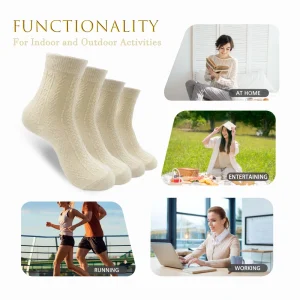 Custom Logo Cable Knit Crew Socks Women Cotton Textured Breathable Casual Daily Wear Socks