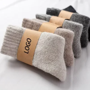 Custom Logo Cashmere Socks Thick Warm Women Men Wool Socks