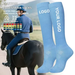 Custom Logo Casual Knee High Compression Socks with Copper Knitted Design and Hand Drawn Print