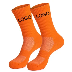 Custom Logo Casual Orange Crew Socks Women Men Cotton Winter Comfortable Socks New Style Adult OEM Casual Socks