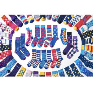 Custom Logo Colorful Pattern Dress Socks Fun Novelty 100% Cotton Bulk Socks for Men