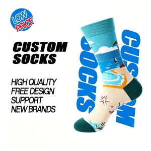 Custom Logo Combed Cotton Breathable Colorful Patterned Men’s Funky Crew Socks