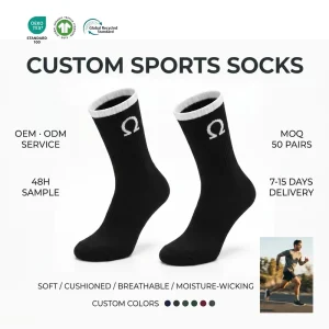Custom Logo Comfort Fit Crew Sports Socks Combed Cotton Quick Dry Anti Bacterial Athletic Socks For Basketball CPSIA