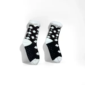 Custom Logo Compression Crew Fleece Lined Nordic Snowflake Sleep Socks for Ladies Daily Use