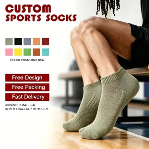 Custom Logo Cotton Sports Socks Full Terry Bottom Breathable Low Cut Athletic Ankle Socks