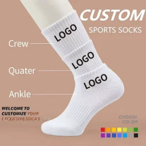 Custom Logo Cotton Terry Socks Unisex Crew Ankle Length Sport Casual Breathable Knitted Socks for Men Women Streetwear