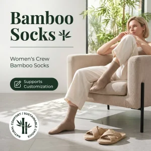 Custom Logo Crew Bamboo Socks Women Anti Bacterial Eco Friendly Breathable Bamboo Fiber Knitted Casual Daily Summer