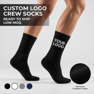 Custom Logo Crew Socks Premium Combed Cotton Solid Color Socks Low MOQ RTS Business Socks