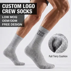 Custom Logo Crew Socks Terry Cushion Anti Odor Breathable Athletic Socks Running Training Socks