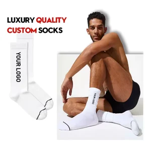 Custom Logo Crew Socks for Men Anti Slip Gym Athletic Socks with Designer Letter