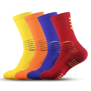 Custom Logo Crew Sports Socks for Summer Season Non-Slip Football Crew with Cushion and Bottom/Cuff Logo Position
