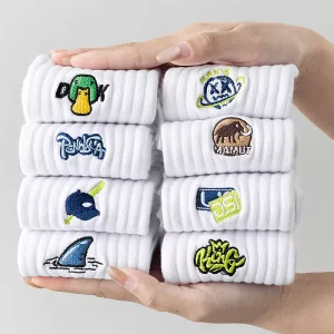 Custom Logo Design Summer Deodorant Sports High Quality Low MOQ Cotton Socks Embroidery Pattern Fashion Men Athletic Socks