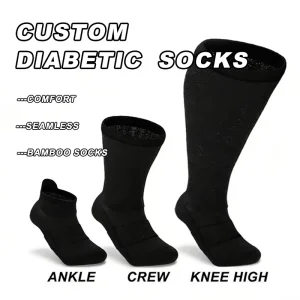Custom Logo Diabetic Socks Bamboo Fiber Seamless Toe Padded Sole Private Label Breathable for Daily Use