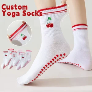Custom Logo Embroidered Pilates Grip Socks Non Slip Breathable Sports Yoga Socks for Women Professional Reformer Athletic Socks