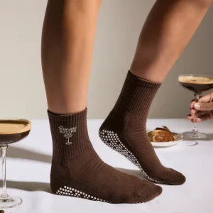 Custom Logo Embroidered Pilates Socks Private Label Yoga Grip Socks Premium OEM Non Slip Barre Socks