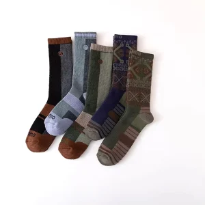 Custom Logo Embroidery 100% Merino Wool Compression Socks High Quality Crew for Winter Outdoor Sports Hiking with Logo on Bottom