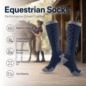 Custom Logo Equestrian Socks Factory Eco Friendly Knee High Horse Riding Socks for Men Youth Sports Compression