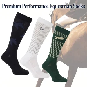 Custom Logo Equestrian Socks Sweat Absorbent Knee High Performance Horse Riding Socks