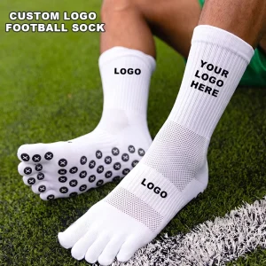 Custom Logo Five Fingers Crew Sports Socks Knitted Breathable Non-Slip Grip Men’s Soccer Socks