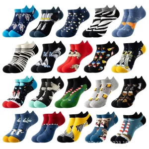 Custom Logo Funny Casual Cartoon Socks Fancy Fruit Animal Painting Colorful Cotton Novelty Ankle Unisex Socks