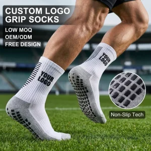 Custom Logo Grip Socks Anti Slip Sports Crew Socks Breathable Football Socks Low MOQ Free Design OEM ODM