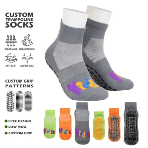 Custom Logo Grip Trampoline Socks High Quality Breathable Anti Slip Trampoline Socks Indoor Playground Anti Slip Jump Socks