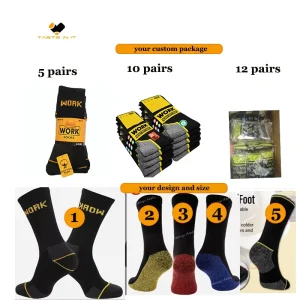 Custom Logo Heavy Duty Work Socks Men Durable Cushioned Crew Socks Bulk Private Label Cotton Construction Work Socks