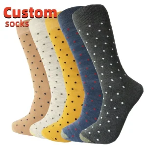 Custom Logo High Quality Classic Knitted Cotton Men’s Dress Socks Breathable Seamless Toe Formal Business Socks Crew Height