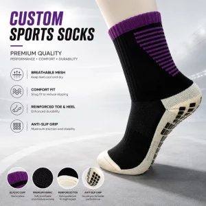 Custom Logo High Quality Crew Terry Cushioned Cotton Nylon Fiber Sports Football Grip Socks