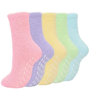 Custom Logo Jacquard Embroidered Women’s Winter Thick Warm Bed Socks Fluffy Crew Sleeping Socks Cute Cuff Body Position Logo