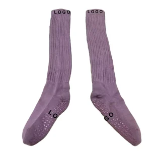 Custom Logo Knee High Grip Socks Non Slip Yoga Pilates Barre Dance Studio Fitness Cotton OEM ODM Manufacturer