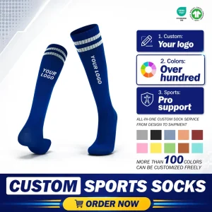 Custom Logo Knee High Sports Socks Anti-Slip Grip Moisture-Wicking Breathable Athletic Socks for Football & Training OEM/ODM