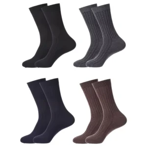 Custom Logo Knit Warm Wool Socks Black Solid Crew Business Men Socks