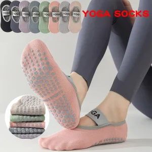 Custom Logo Knitted Grip Barre Socks Pilates Non Slip Yoga Ballet Cotton Crew Socks