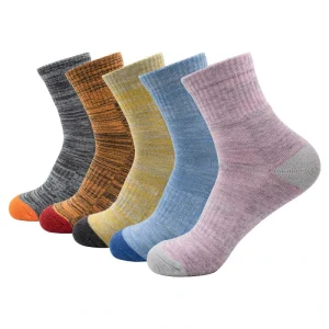 Custom Logo Melange Ribbed Crew Socks Contrasting Toe Heel Breathable Soft Fashion Boys Girls Casual Socks for Autumn Winter